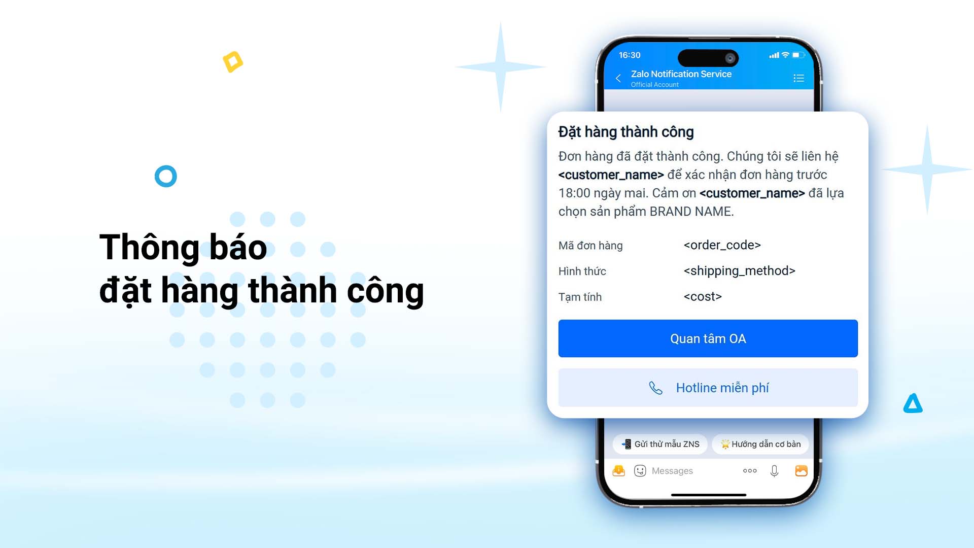 Thông báo đặt hàng thành công