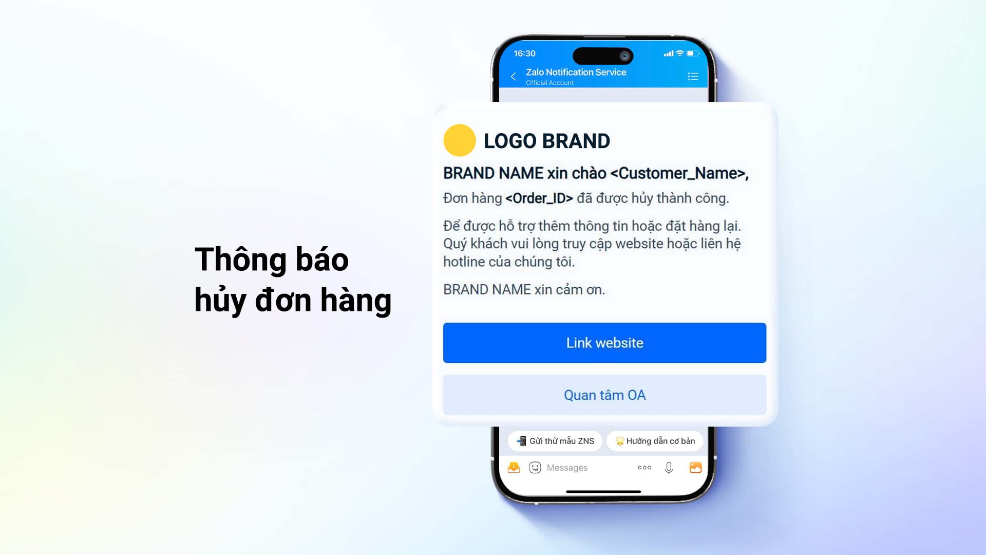 Thông báo hủy đơn hàng