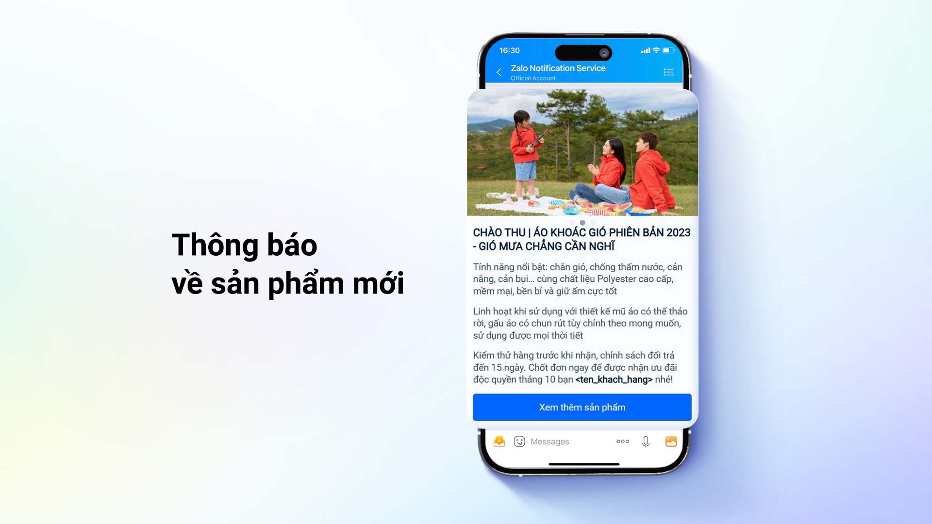 Thông báo về sản phẩm mới và bộ sưu tập mới