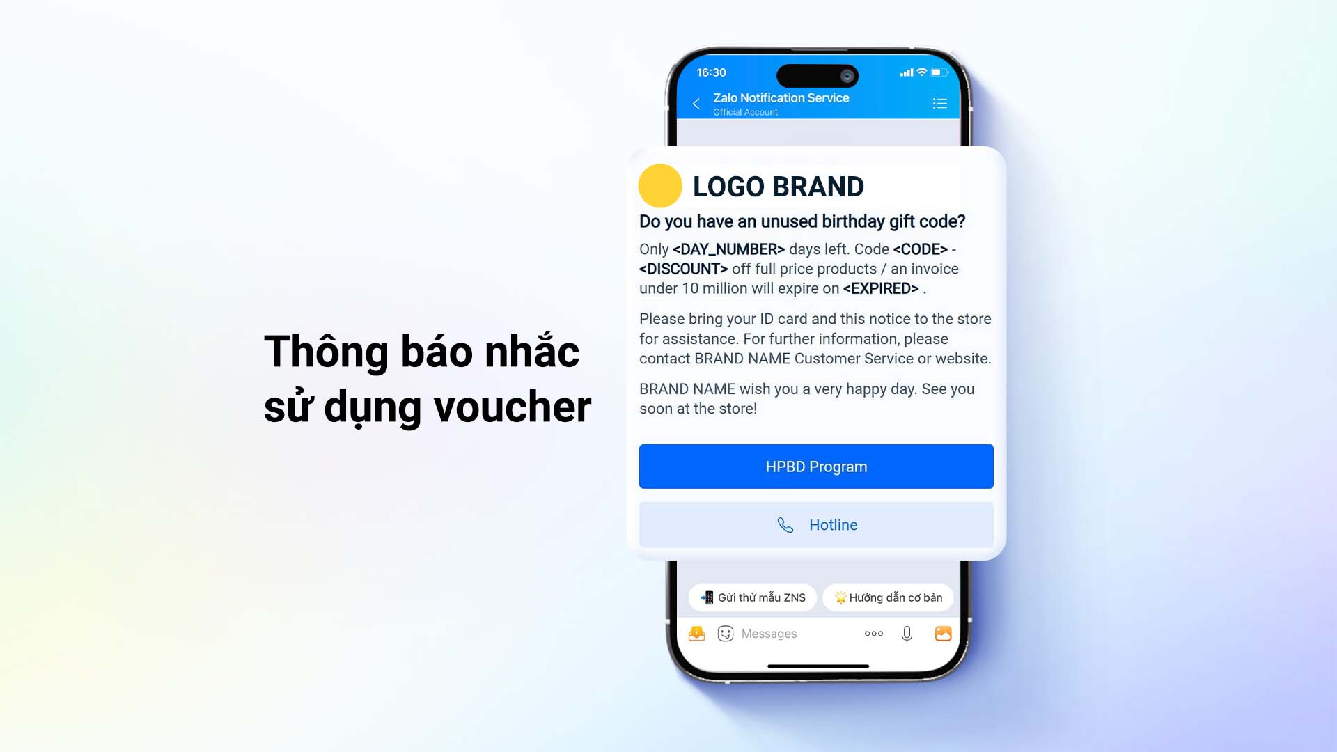 Thông báo nhắc sử dụng voucher