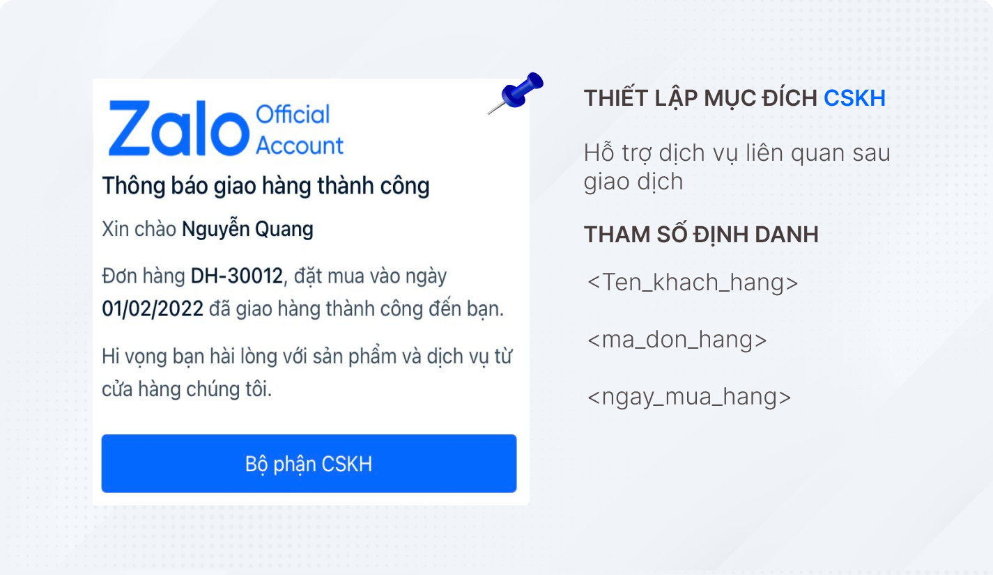 Thông báo hoàn tất giao dịch và hỗ trợ có liên quan